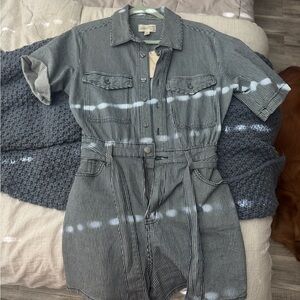 Universal Thread Striped Jumpsuit - Black and White